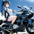 ブルアカ 七神リン風巨乳エルフ♪バイクに乗ってみた♡（12枚） 9枚目