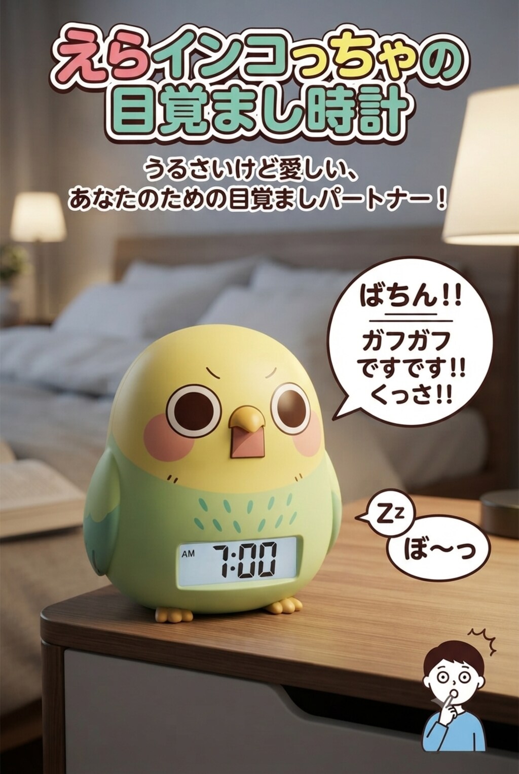 えらインコっちゃ目覚まし時計