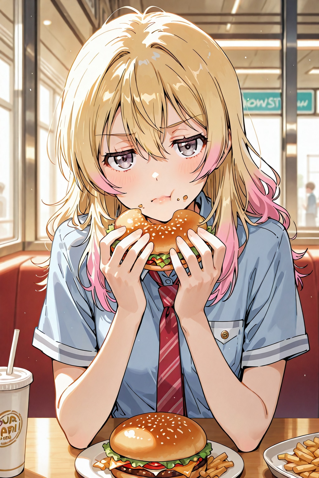 いいの！今日はいつも以上に練習がんばったからおなかペコペコで家までもたないの！それ以上余計な事言ったらぶつからね！
