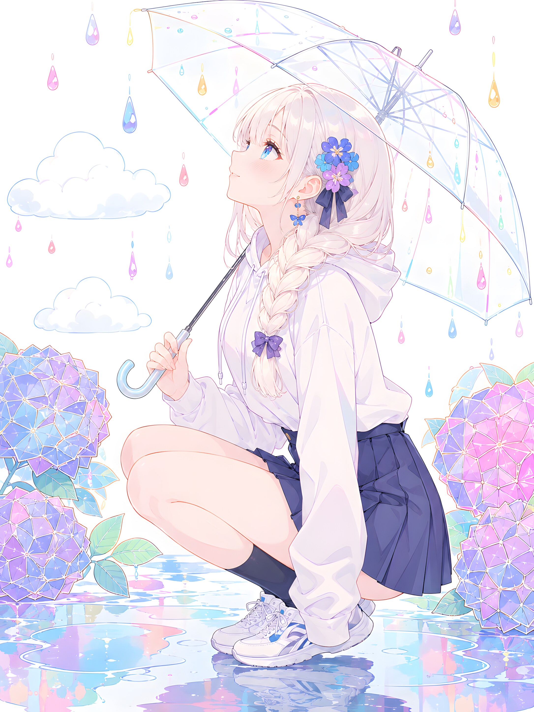 紫陽花と雨