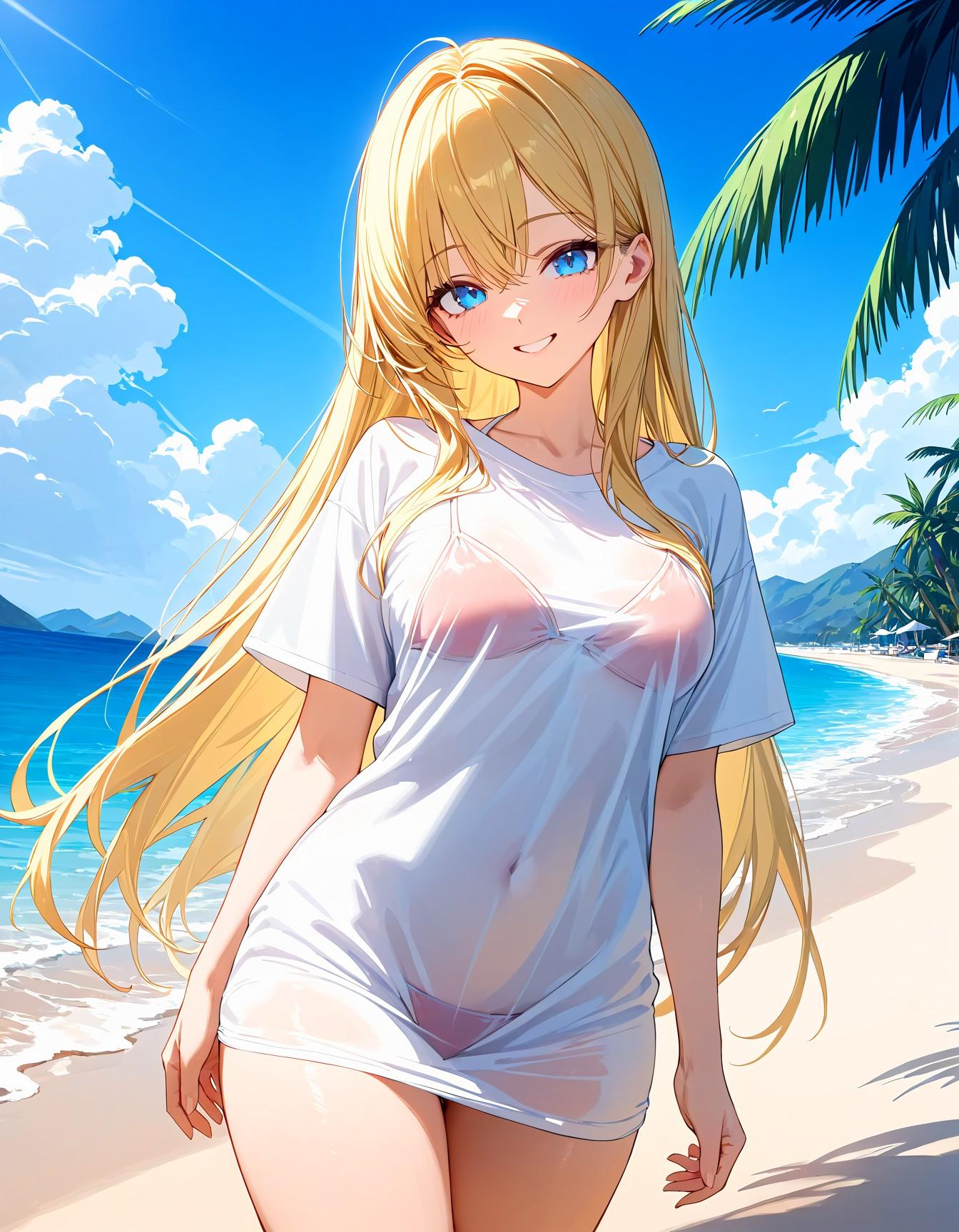 金髪ビキニTシャツ