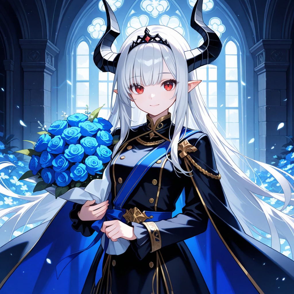 花束と銀髪竜姫さん