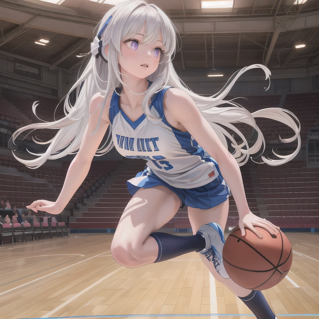 白髪ロングでユニフォームの少女８