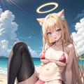 海辺で誘ってくるネコ 2枚目