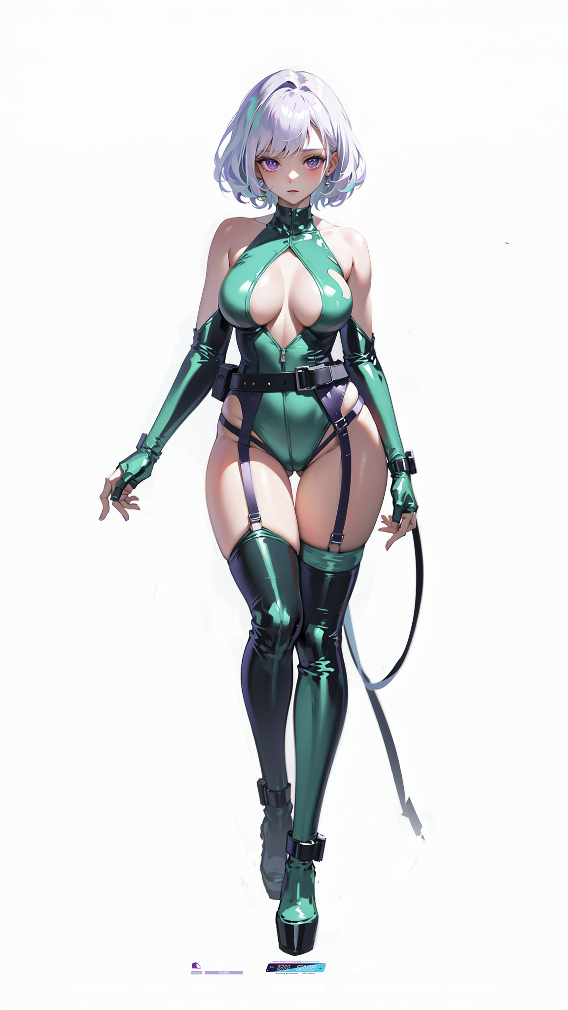 緑ラバーセクシー衣装な弊社キャラクター【けい あいな】