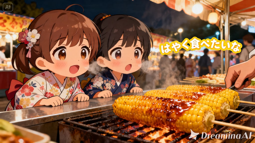 今日の夏休み（とりあえず焼きとうもろこし１）