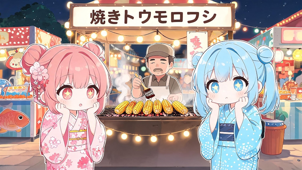 今日の夏休み（とりあえず焼きとうもろこし１）