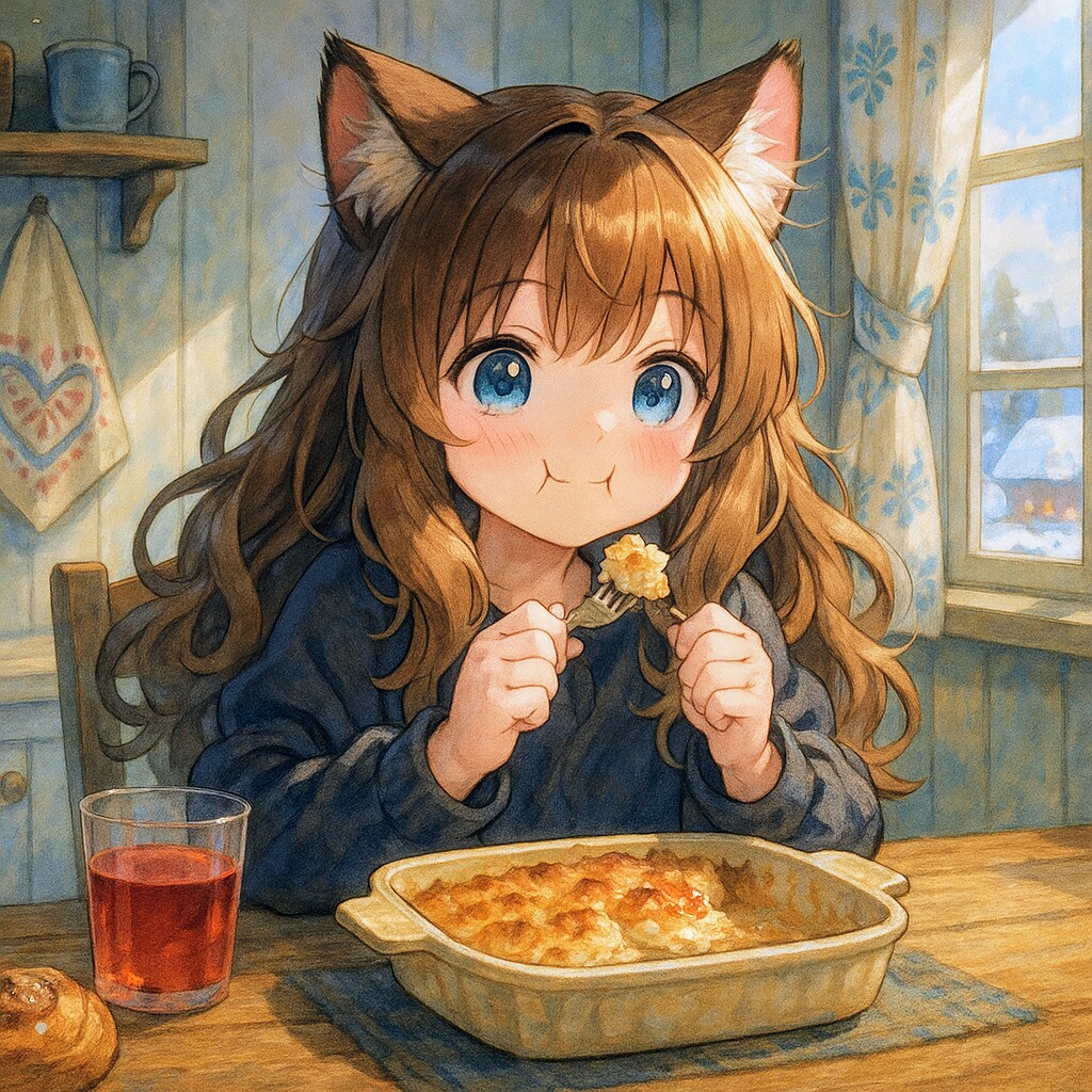 ヤンソンの誘惑を食べる小さな女の子