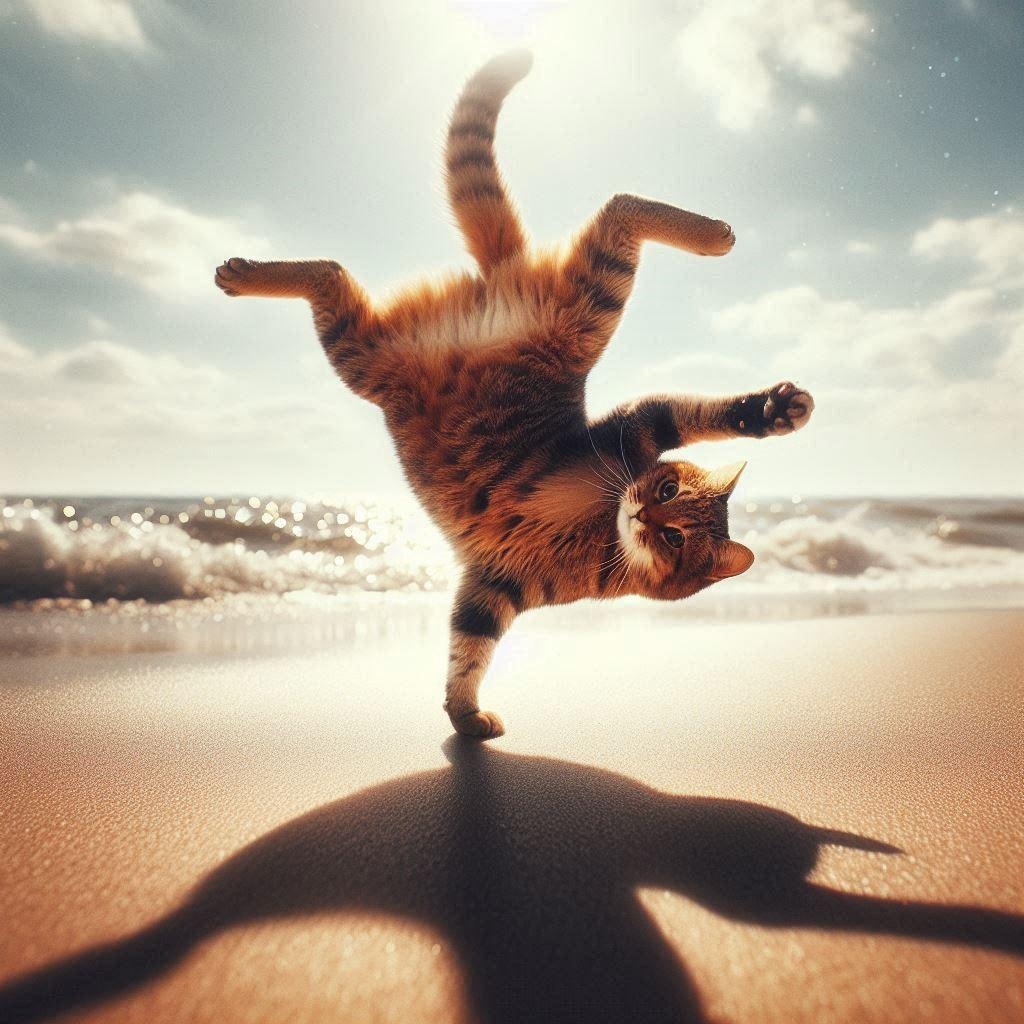 冬の海に来た猫