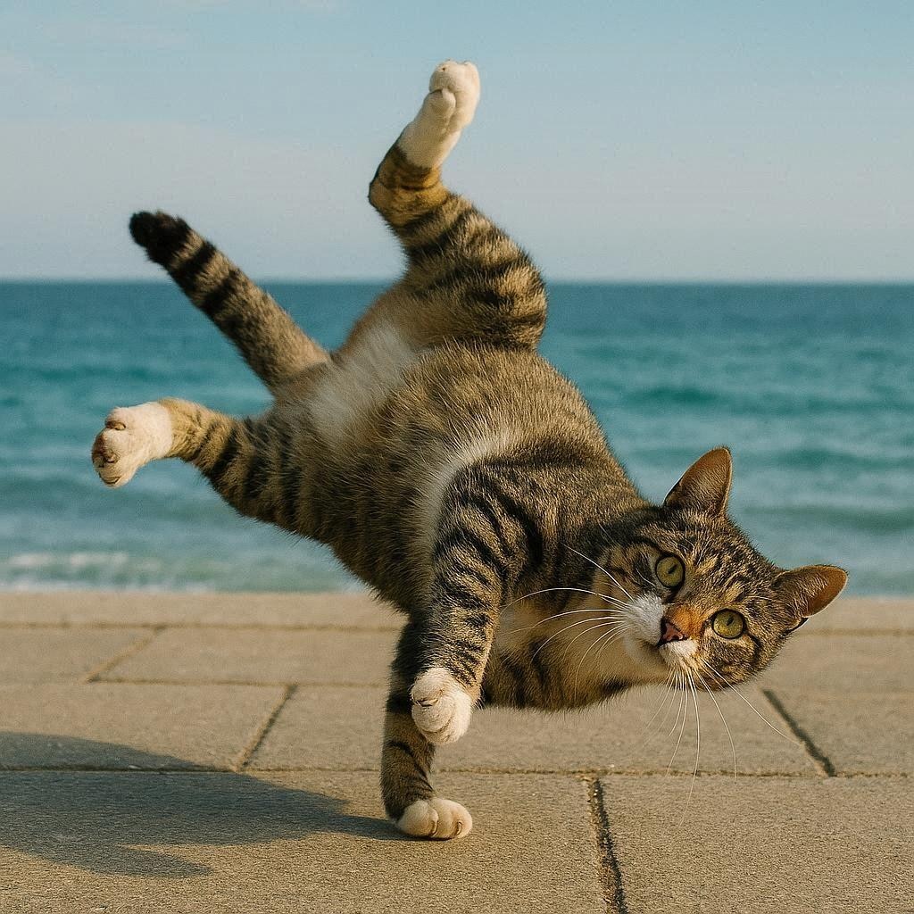 冬の海に来た猫