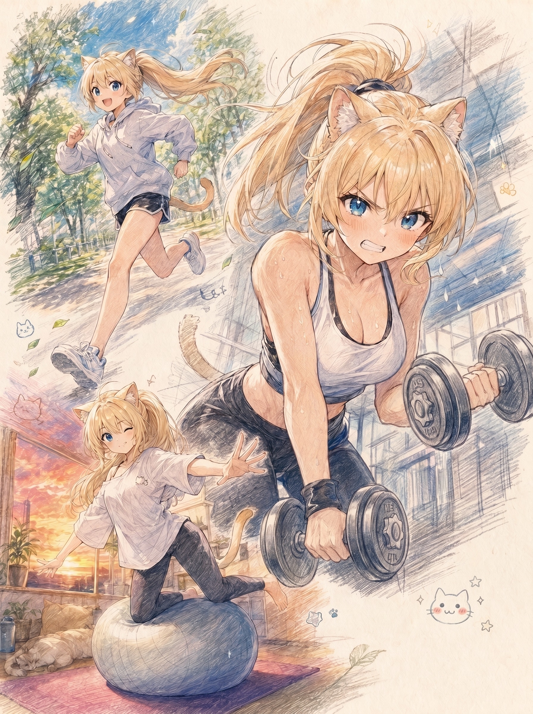 ルルのフィットネスDAY | の人気AIイラスト・グラビア