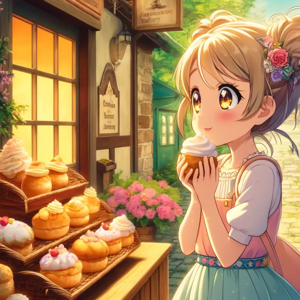 シュークリームを見つめる少女