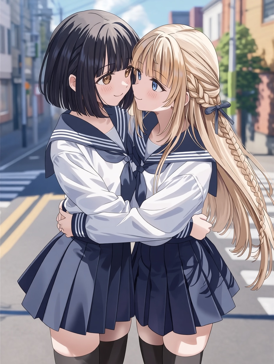 キスしたい二人のJK74 | の人気AIイラスト・グラビア