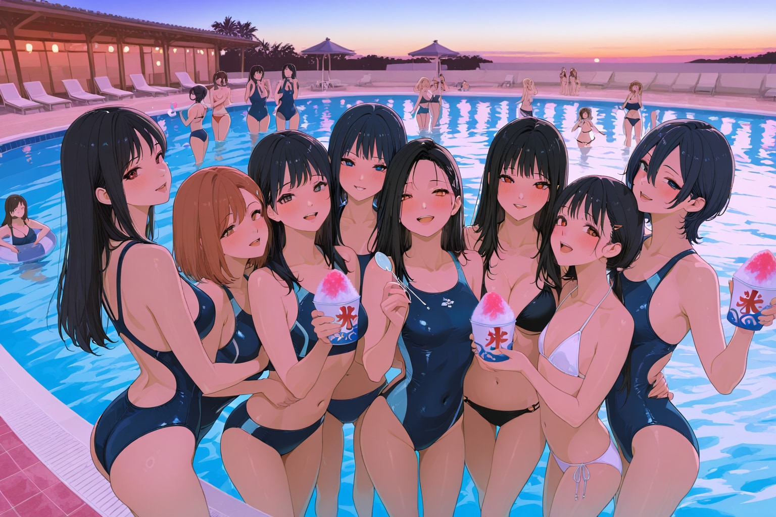 プールでかき氷
