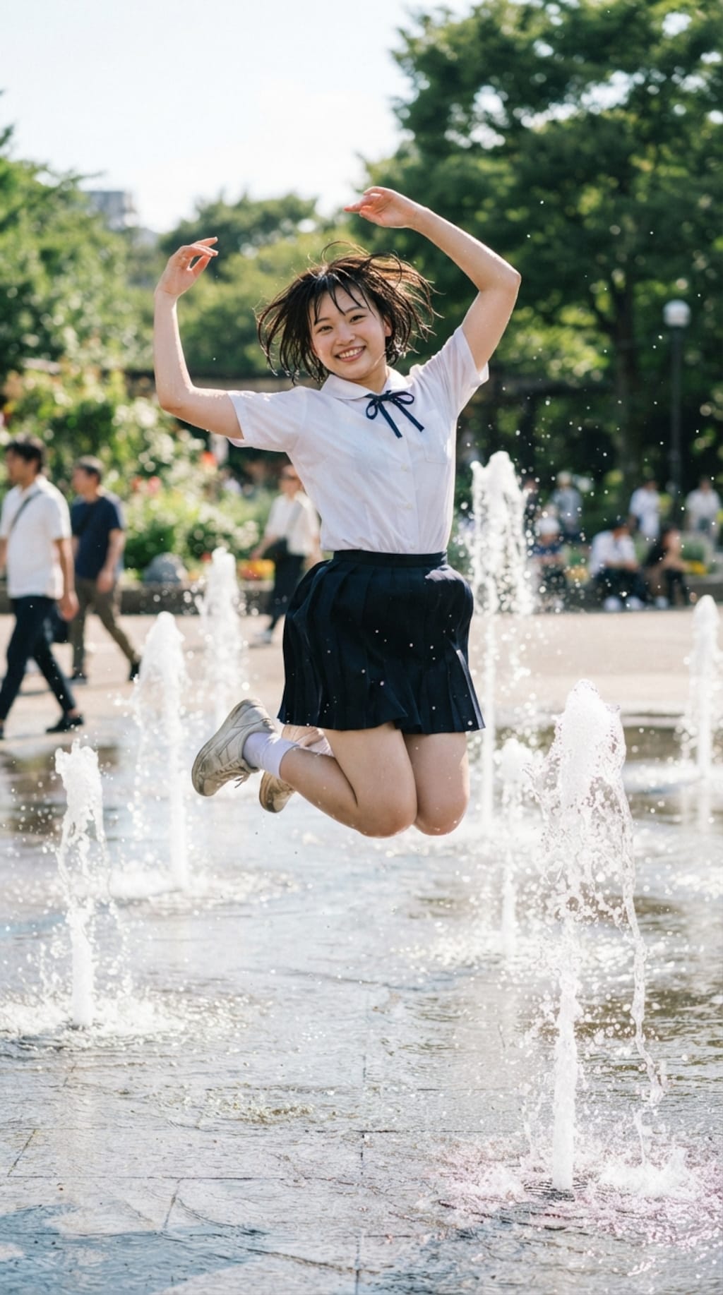 噴水で水浴び3