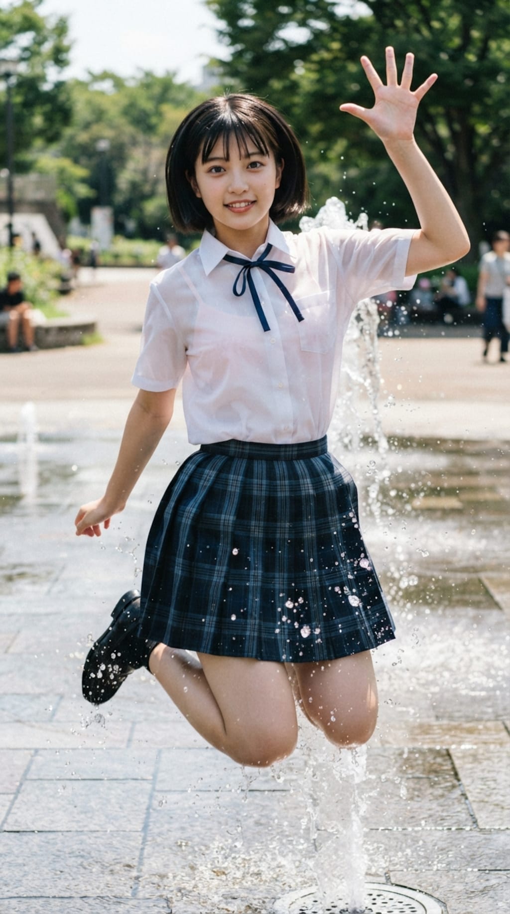 噴水で水浴び3
