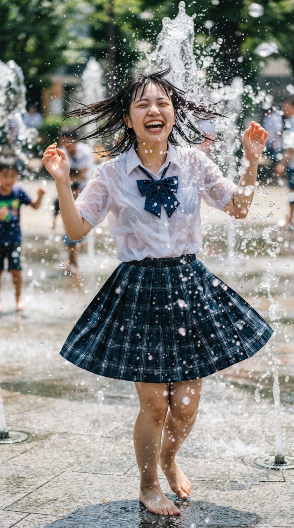 噴水で水浴び3