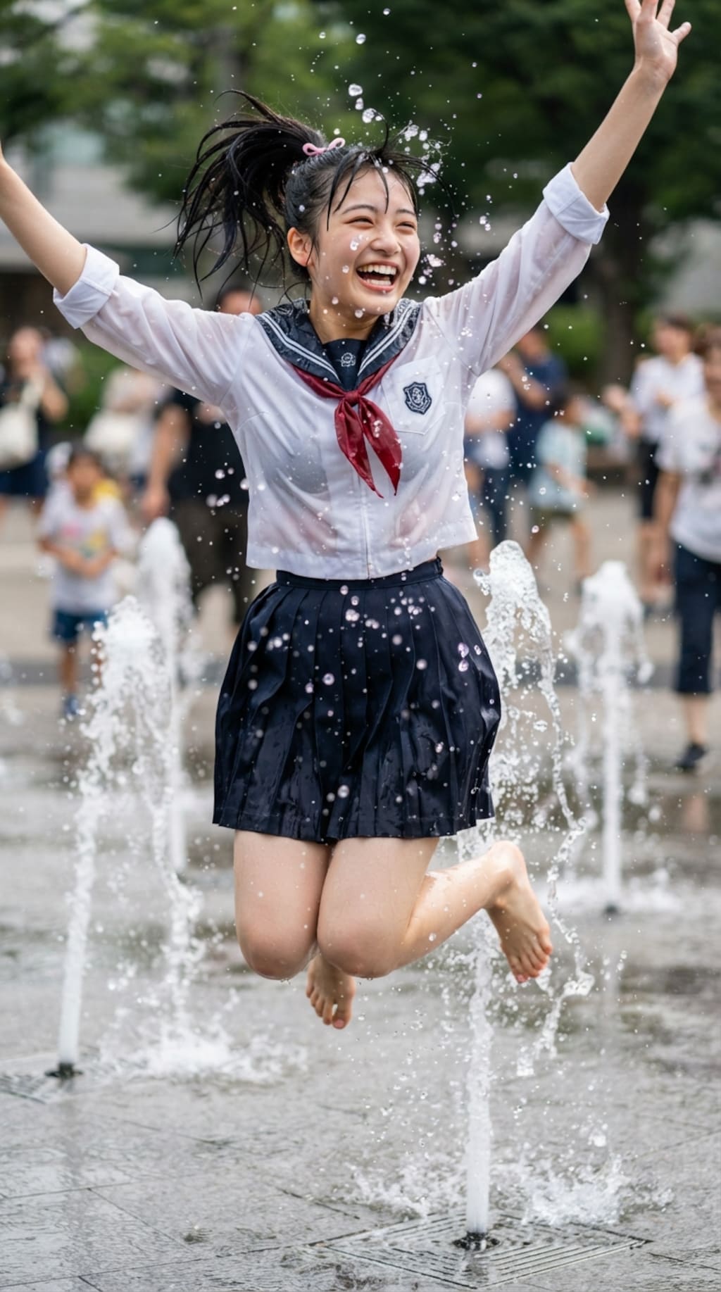 噴水で水浴び3