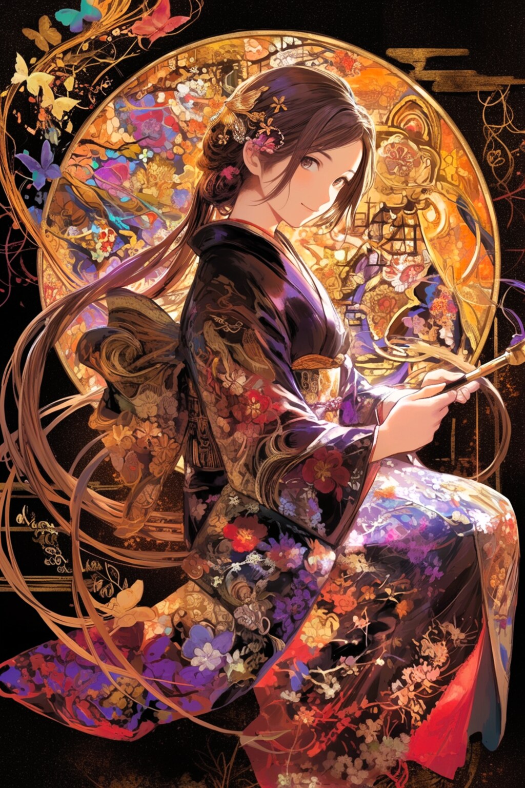 Beautiful woman in Japanese clothes