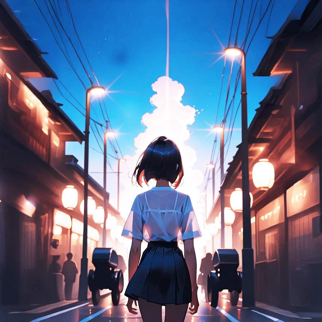 夕暮れの料亭街(昭和)