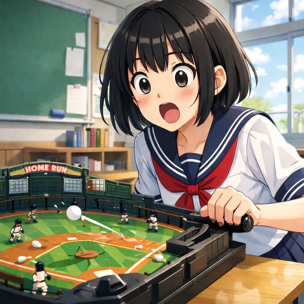 野球盤で遊んでいる女の子 | の人気AIイラスト・グラビア