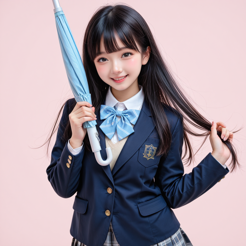 女子高生と傘