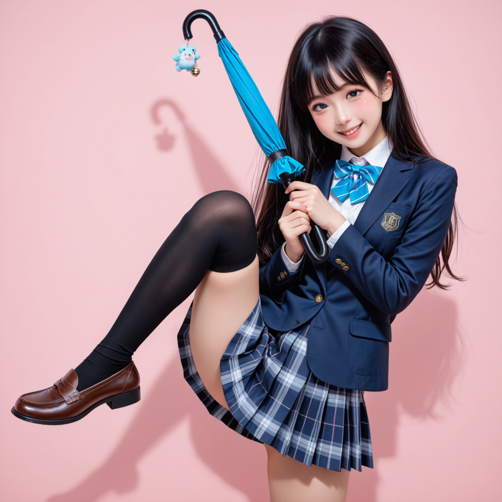 女子高生と傘