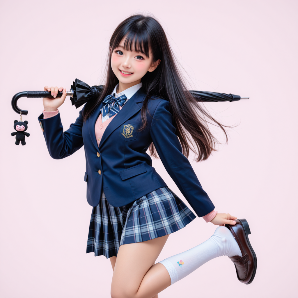女子高生と傘