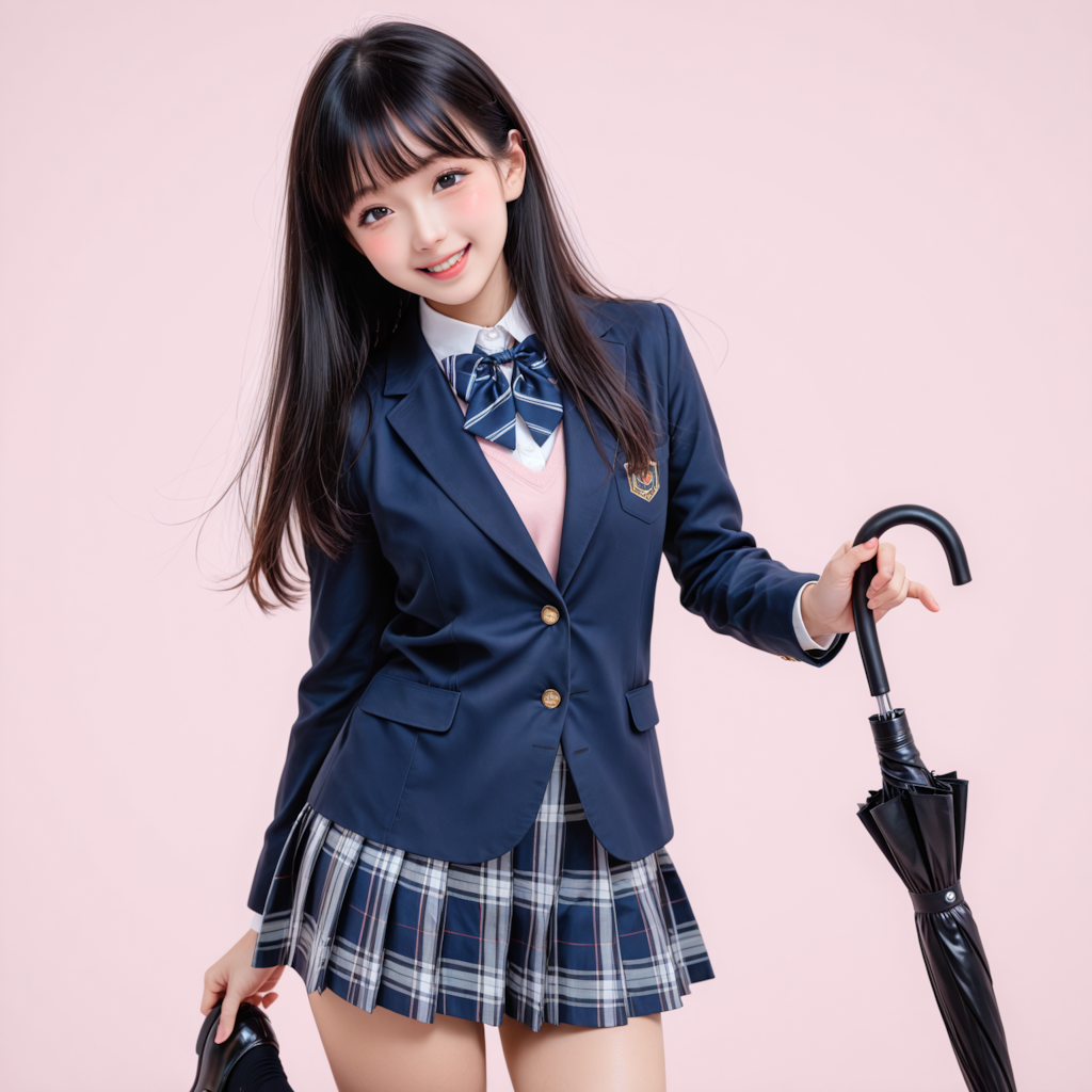 女子高生と傘