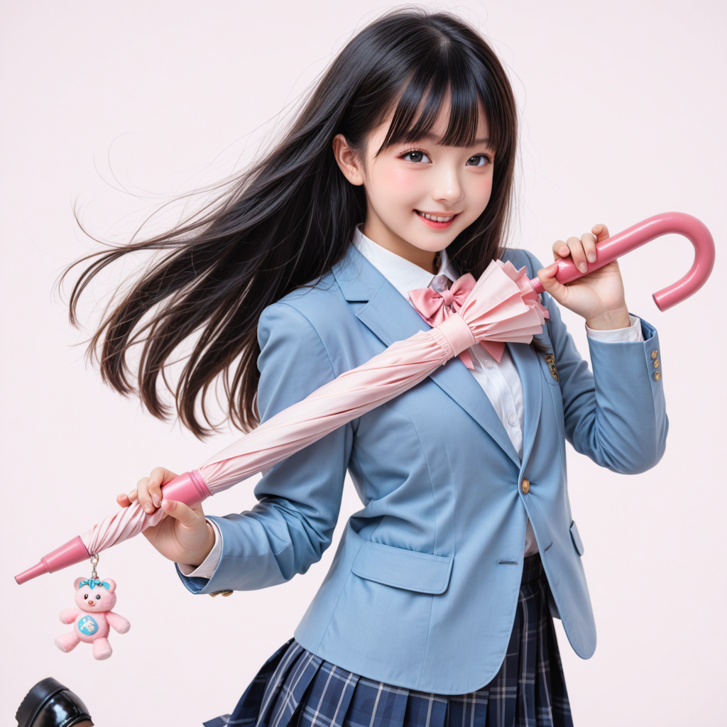 女子高生と傘