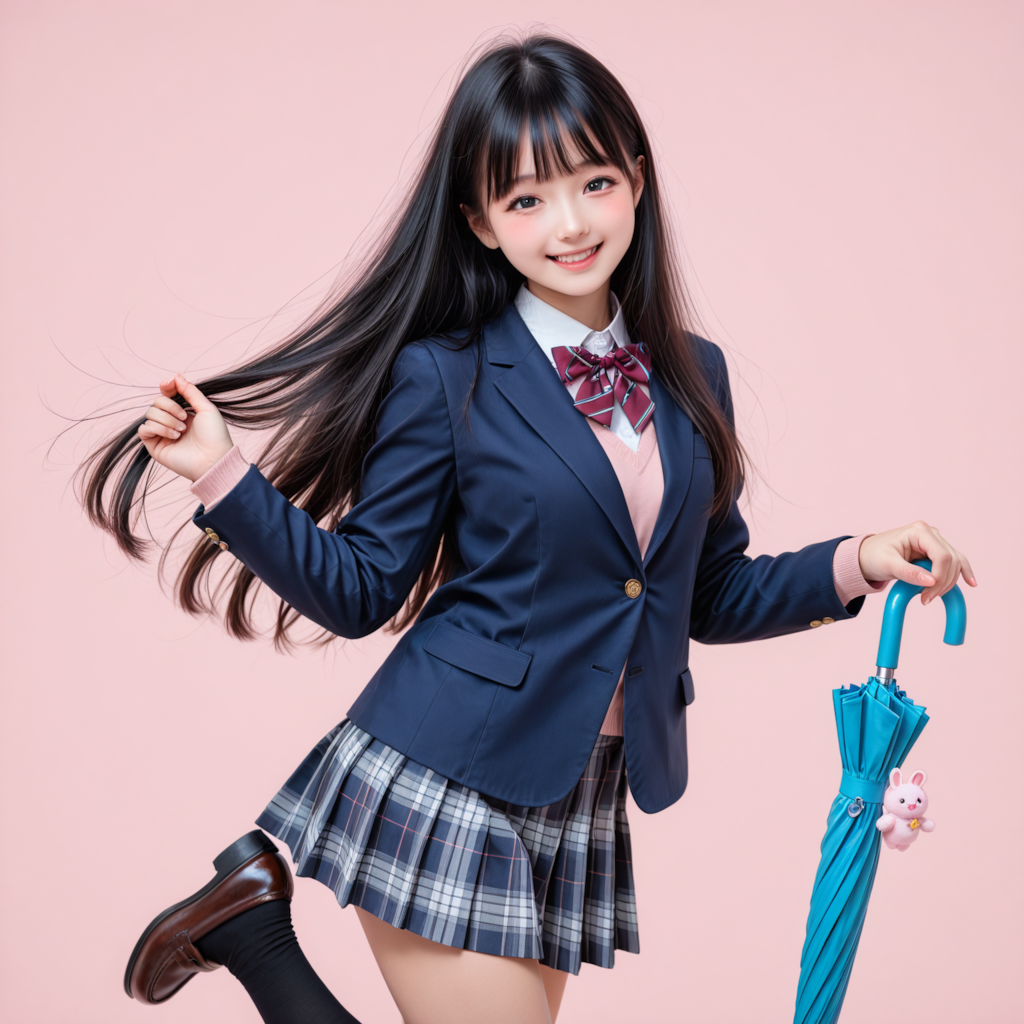 女子高生と傘
