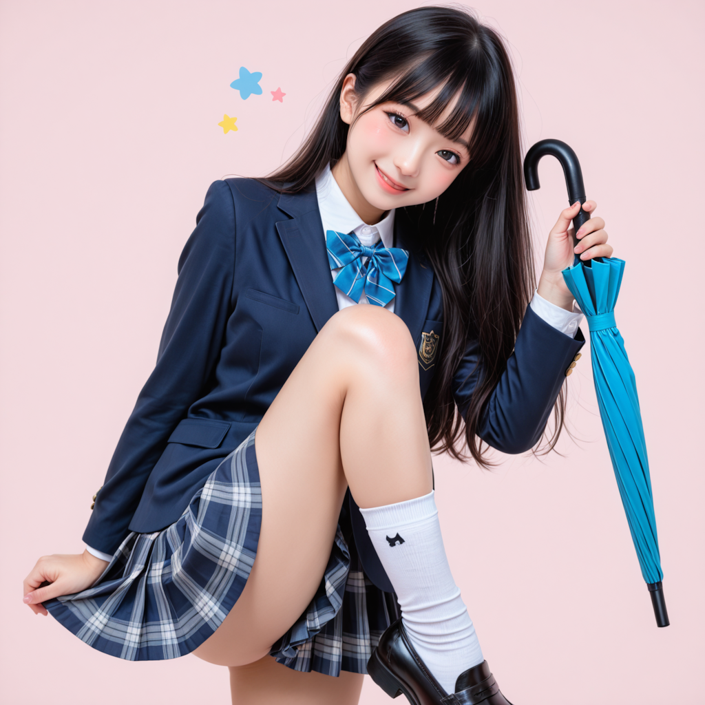 女子高生と傘