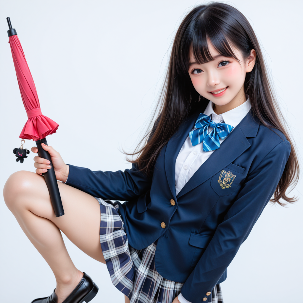女子高生と傘