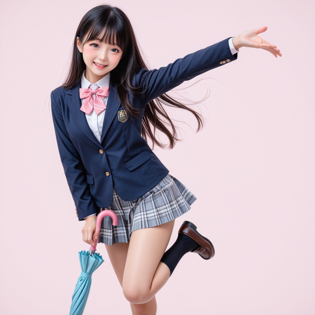 女子高生と傘