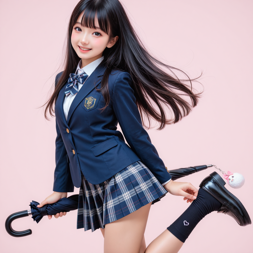 女子高生と傘