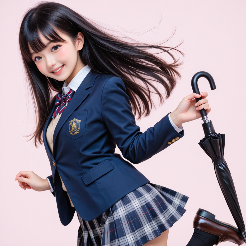 女子高生と傘