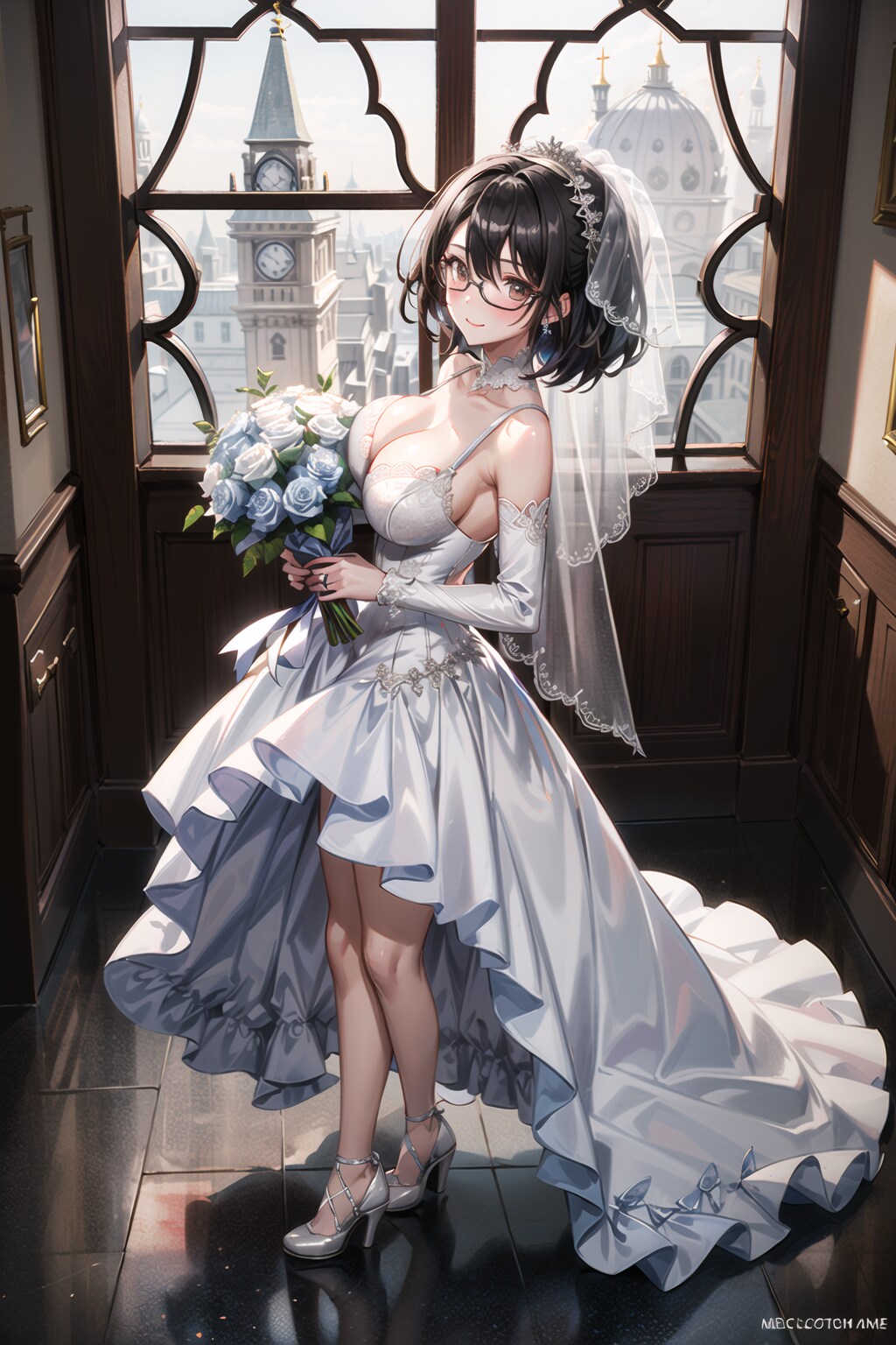 青サキュバスさん（擬態モード）・ジューンブライド