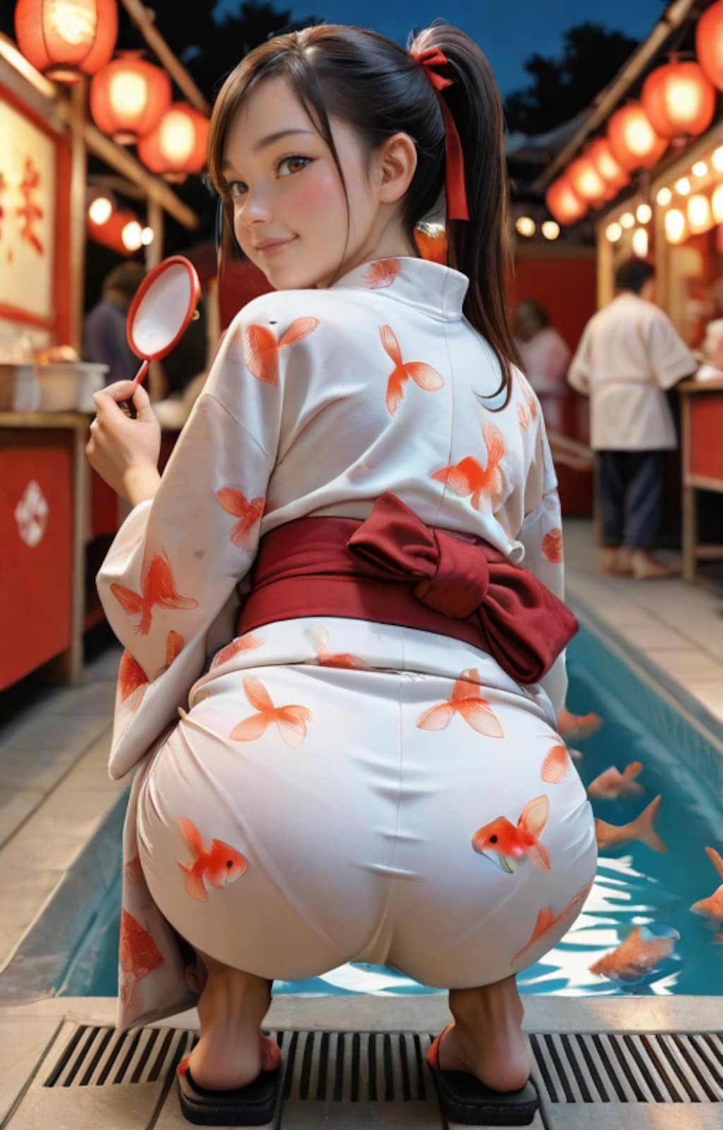 金魚すくいな女子