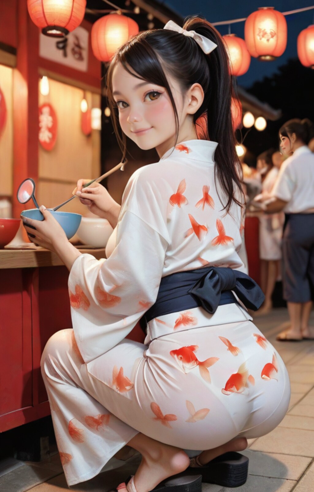 金魚すくいな女子