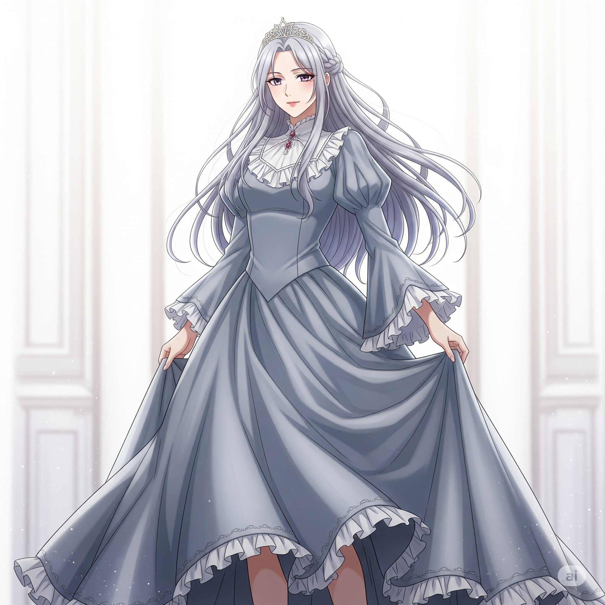 #Gemini が生成した「グレー系ロングドレスの美女」 | の人気AIイラスト・グラビア