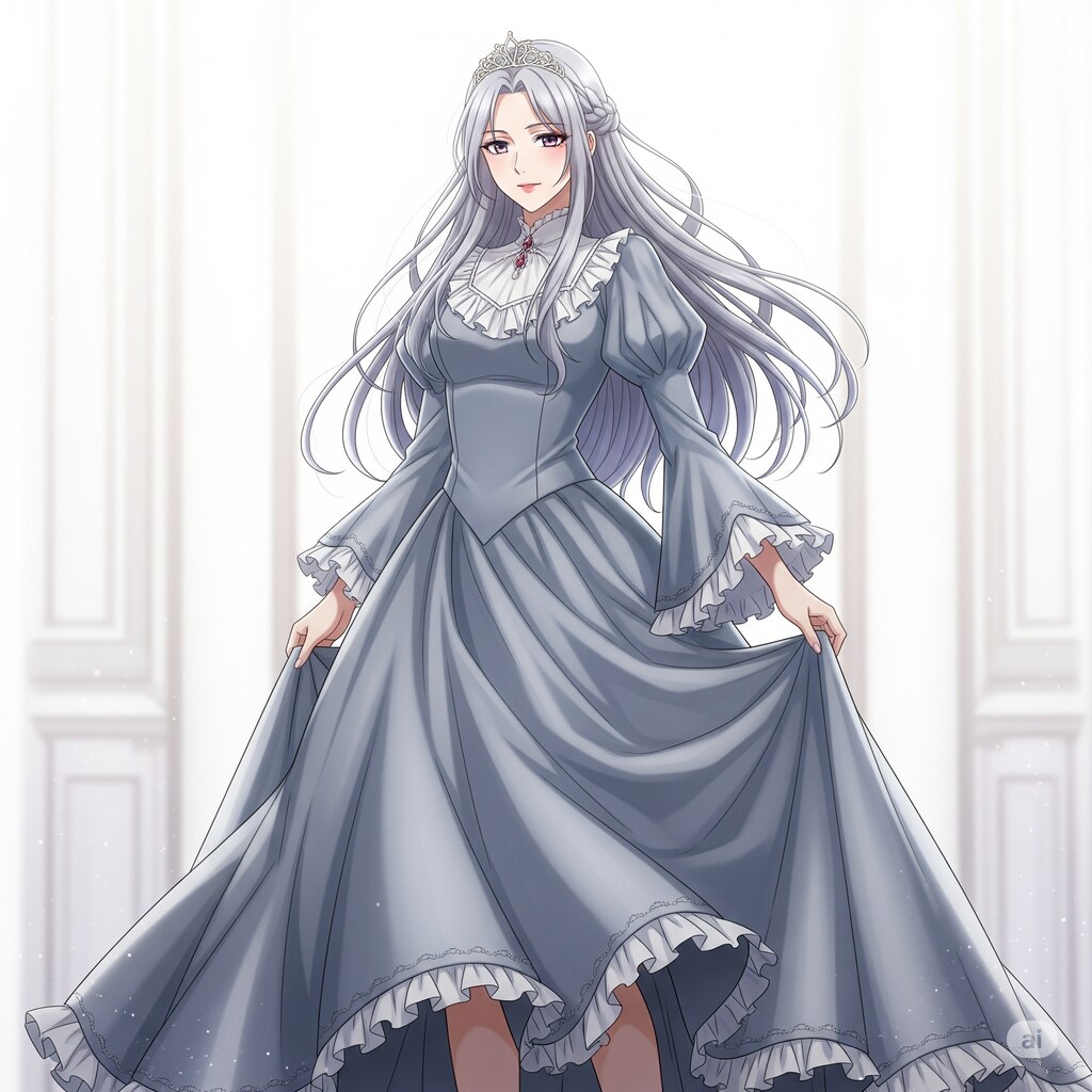 #Gemini が生成した「グレー系ロングドレスの美女」