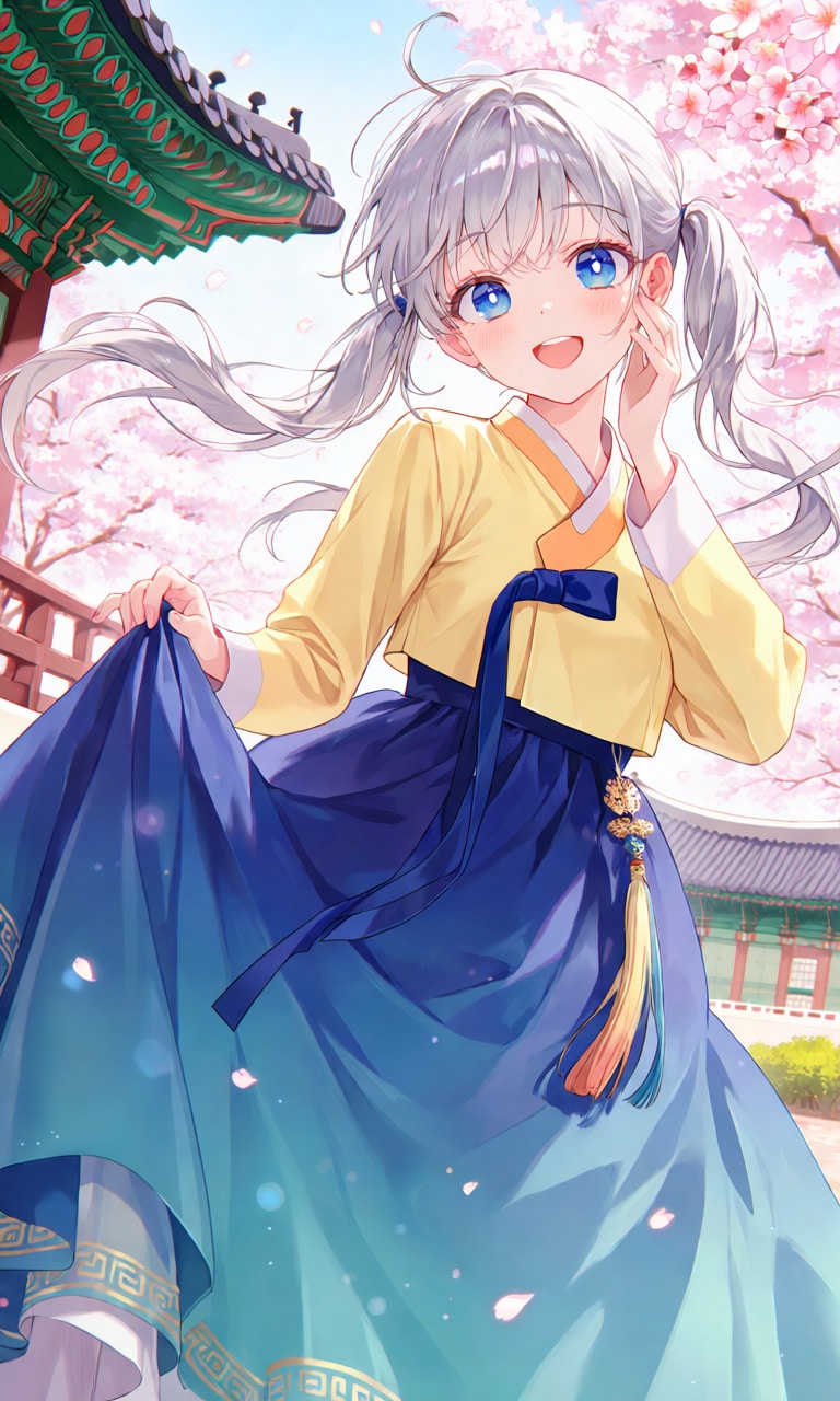 銀髪碧眼韓服少女