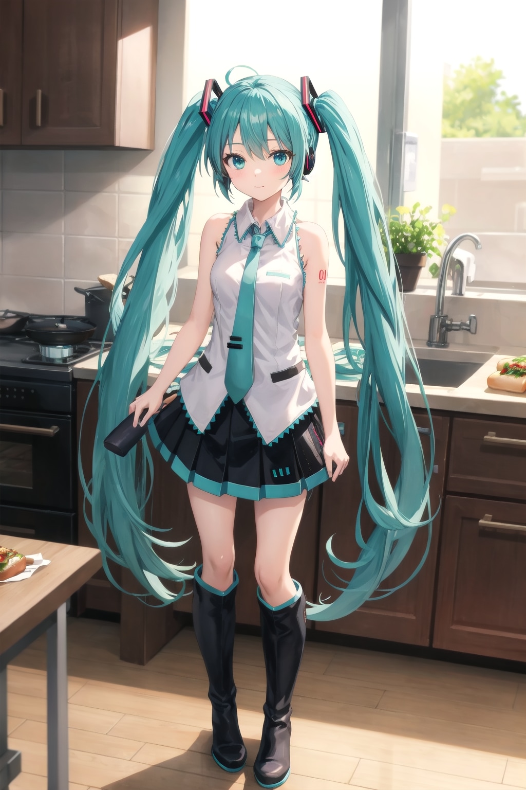 台所に立つミク | の人気AIイラスト・グラビア