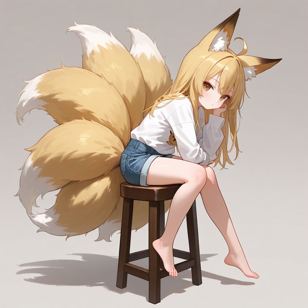 スツールと狐っ娘 | の人気AIイラスト・グラビア