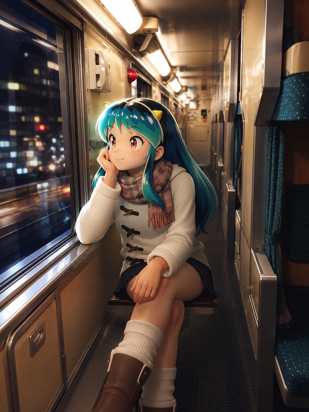 夜行列車で旅をするラムちゃん