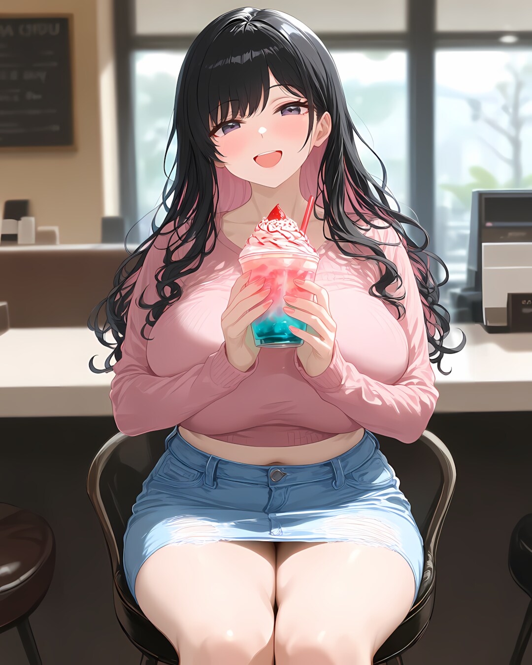 🍔ハイスツールで美脚ランチデート💖