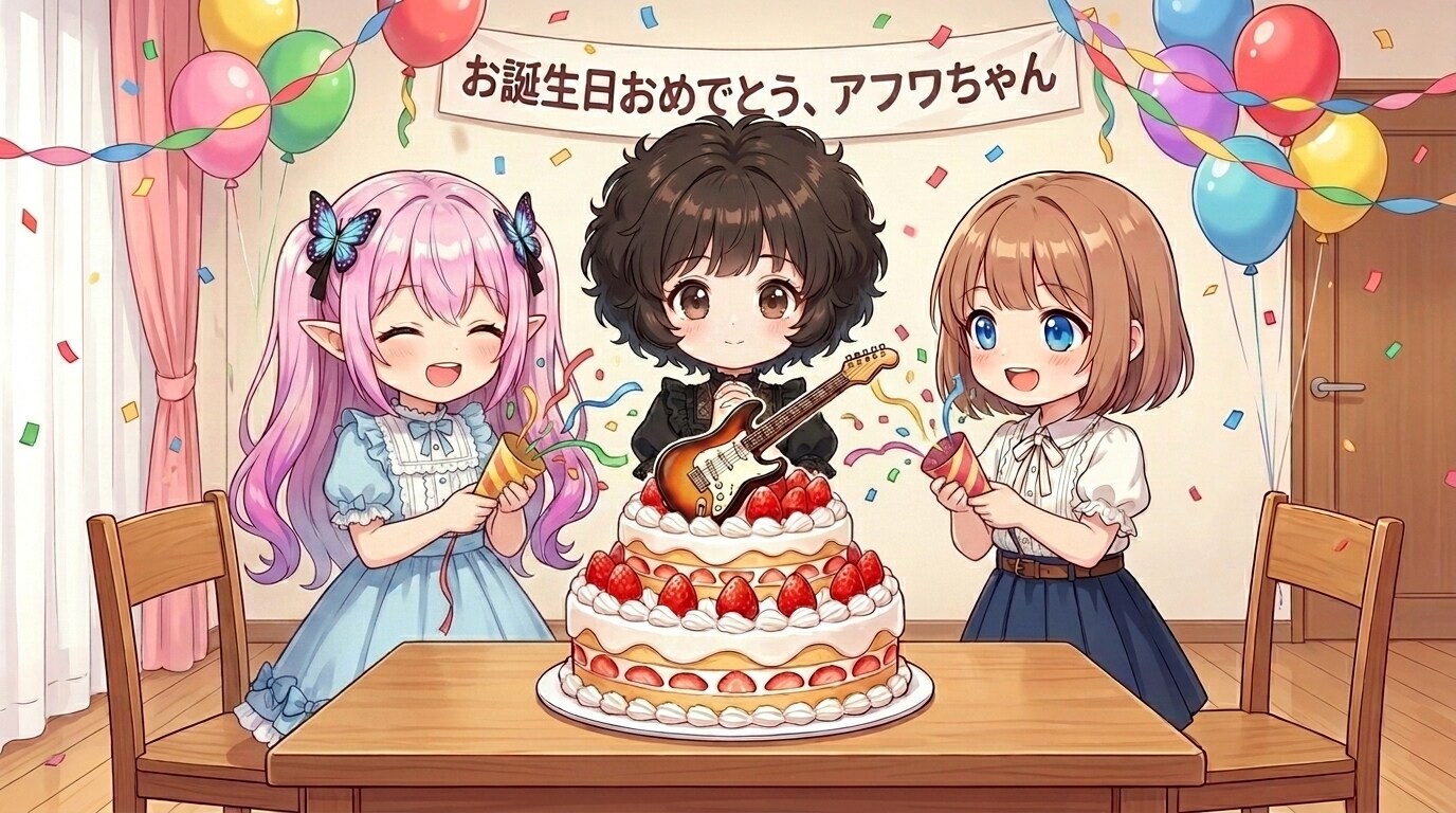 アフワちゃん、たんおめ🎉🎂🎉 | の人気AIイラスト・グラビア