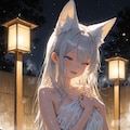 Fox girl and open-air bath 5枚目