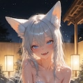 Fox girl and open-air bath 2枚目