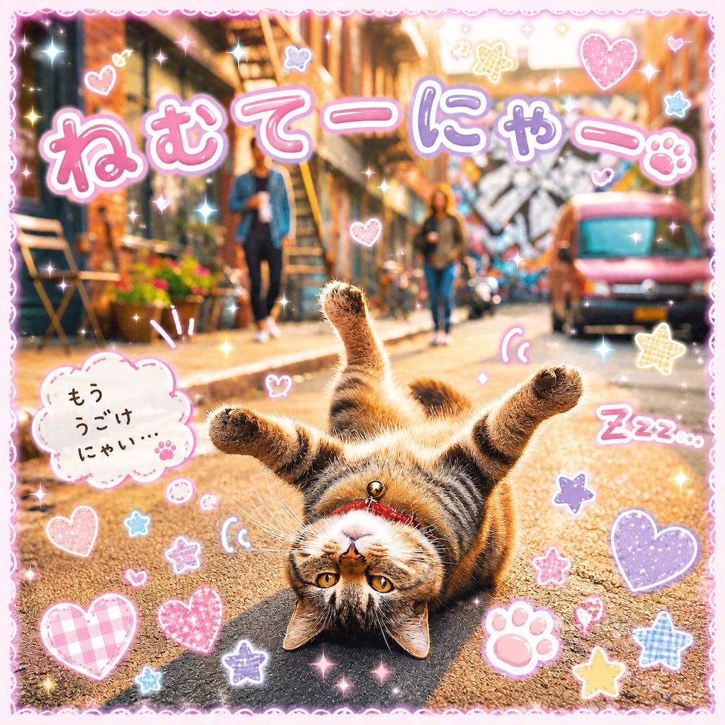 勝手にデコられる猫